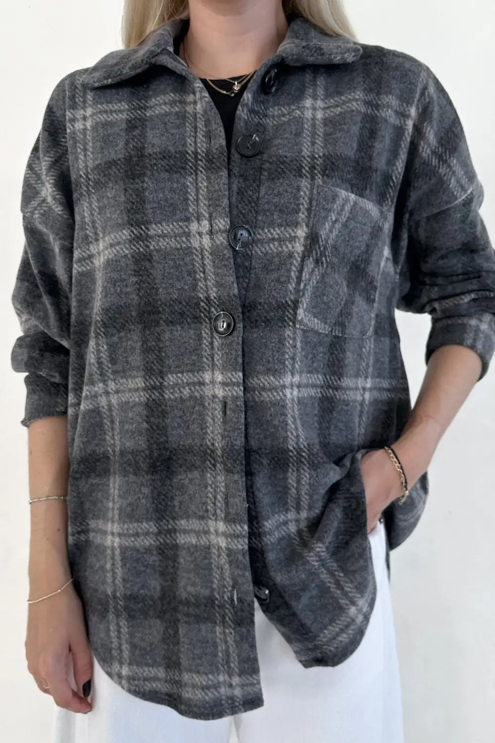 Plaid Button Front Jacket