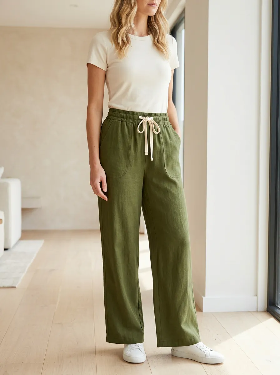 Women's Garden Inspired Casual Adjustable Drawstring Waist Pants