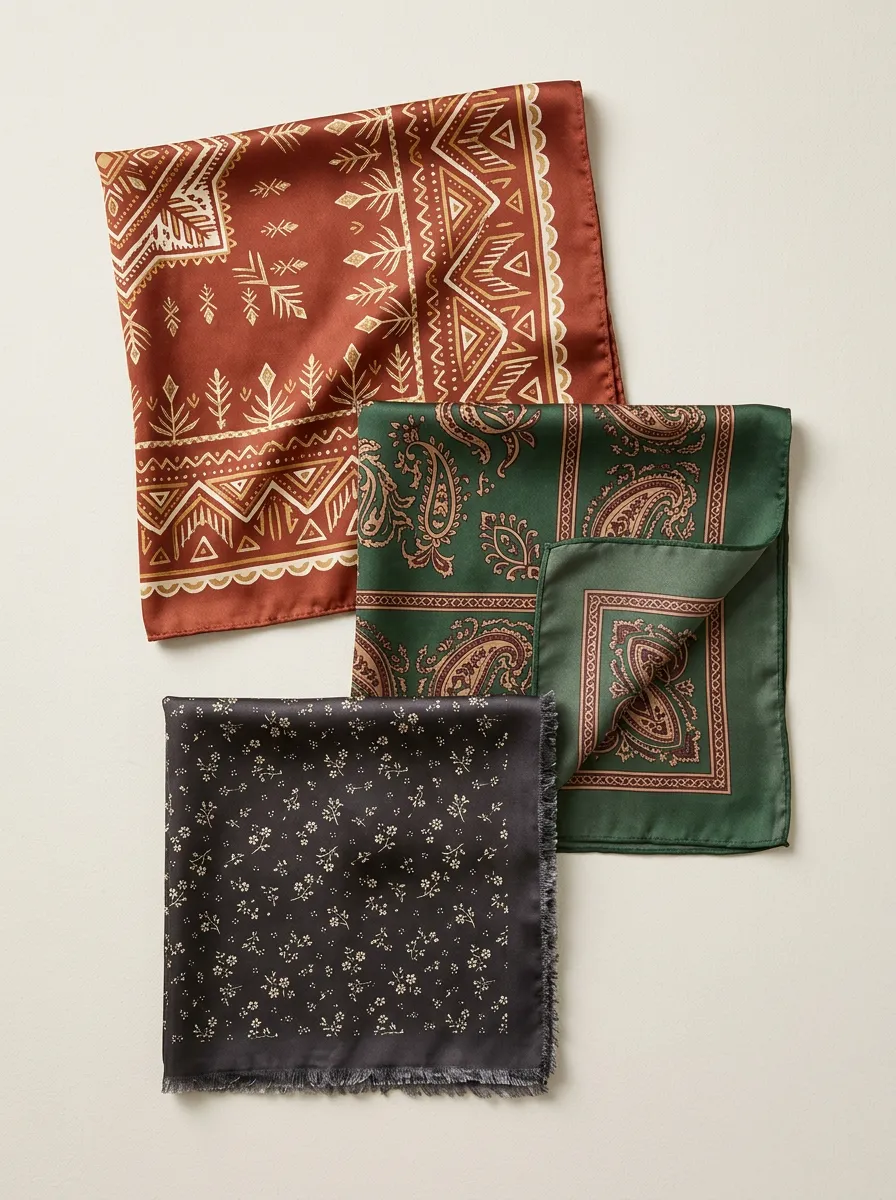 Modern Floral Paisley Bandana Headscarf Trio