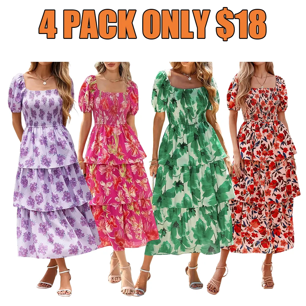 Women's Square Neck Smocked Dress