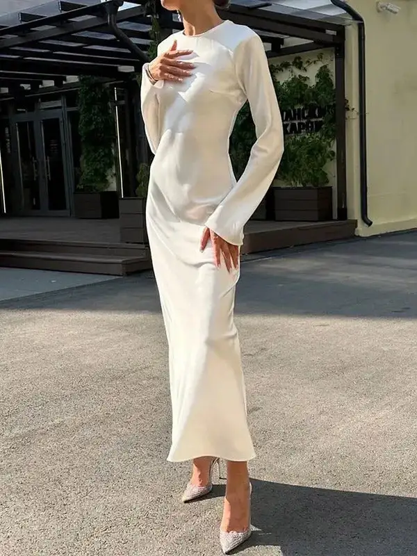 High Color Neck Maxi Dress