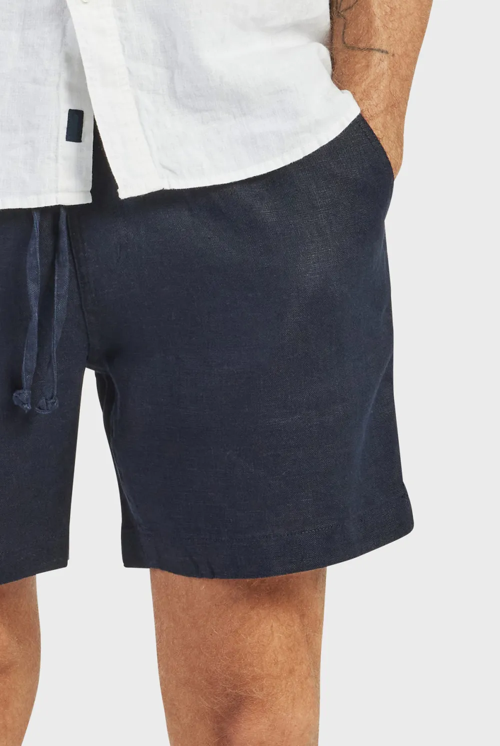 Navy Linen Shorts