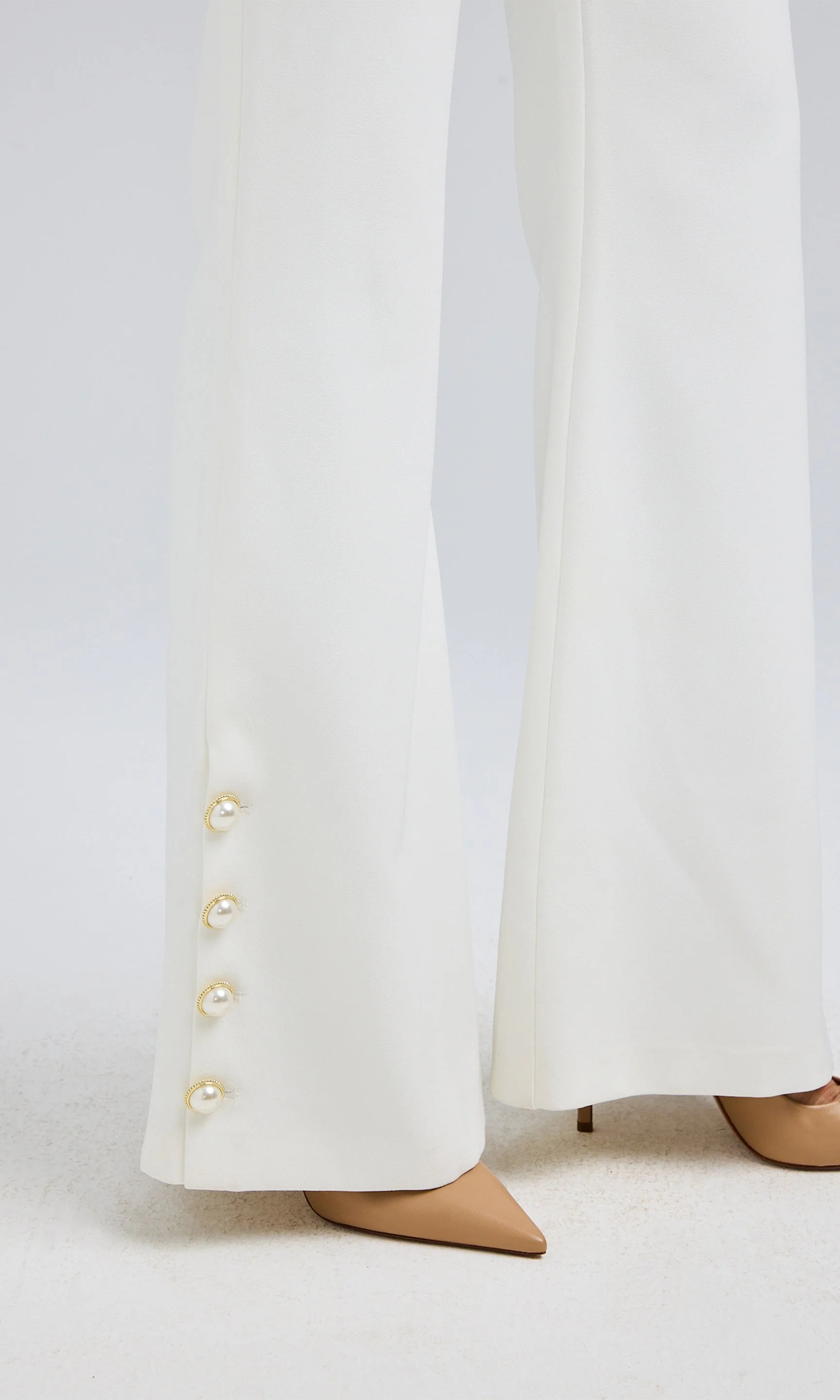 White Crepe Long Pants