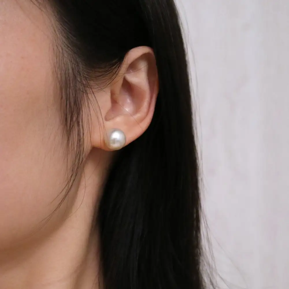 Button Pearl Stud Earrings