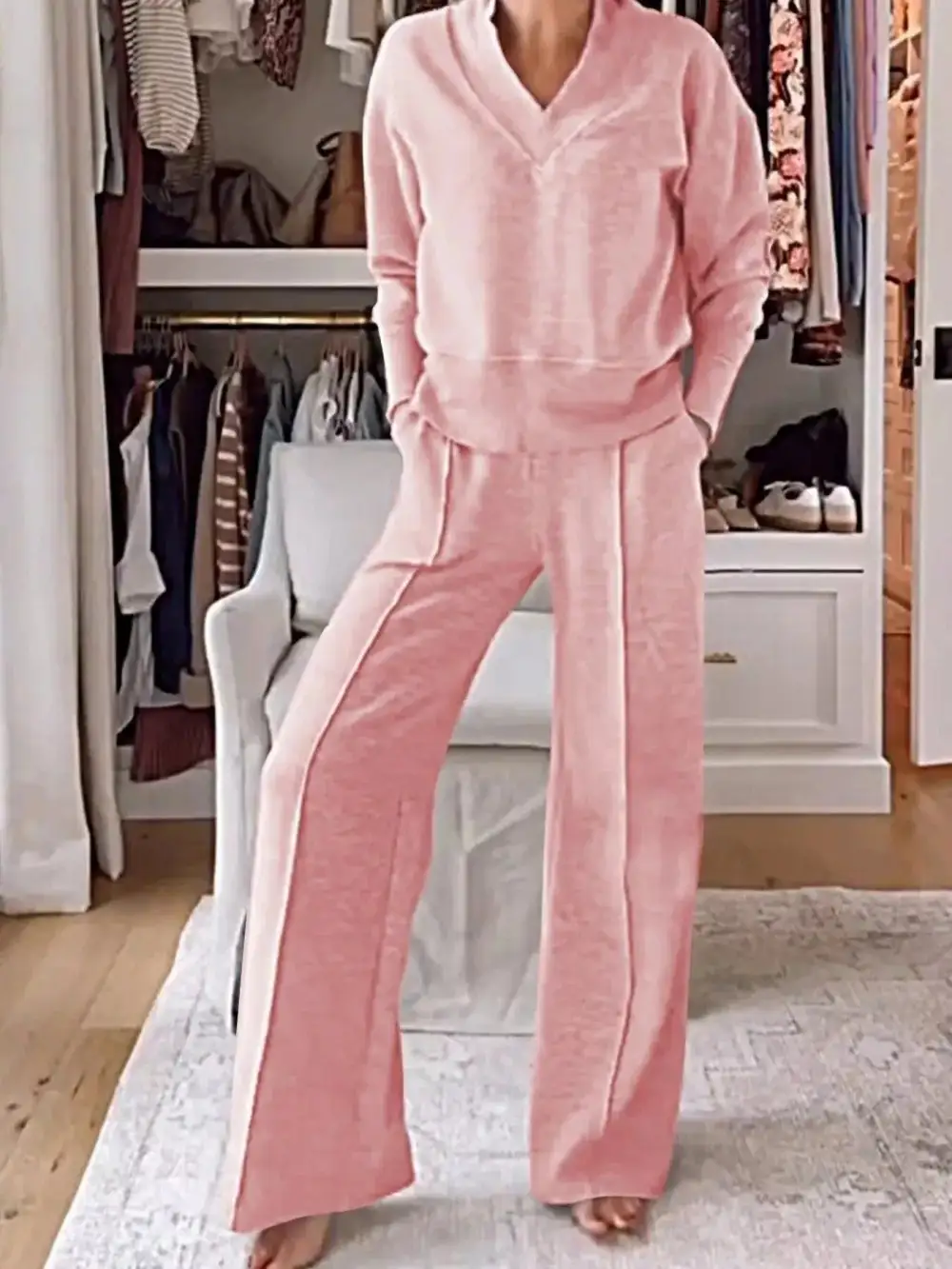 Cozy V Neck Top and Pants Set