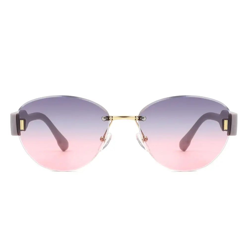 Oval Rimless Tinted Chic Round Sunglasses