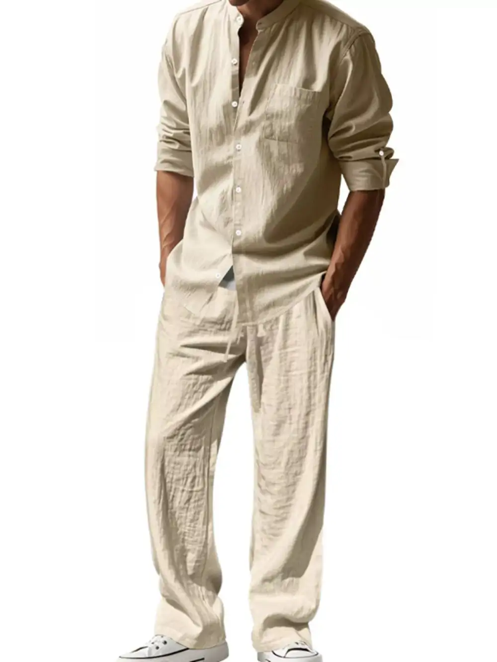 Refined Men's Full Size Casual Button Up Shirt