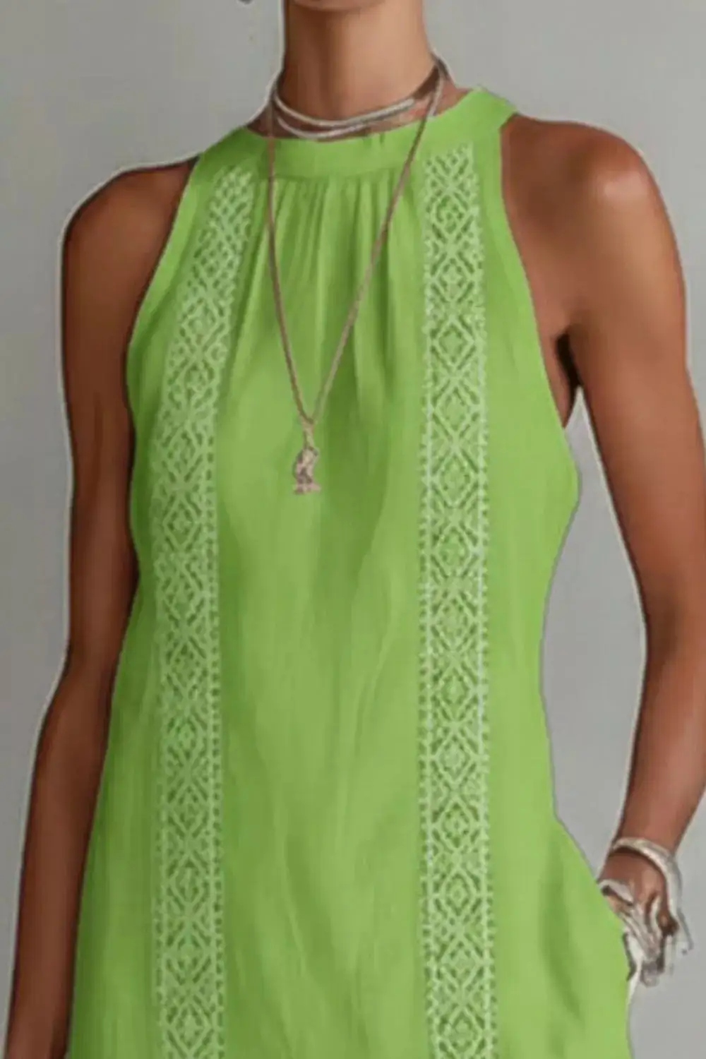 Pocketed Slit Sleeveless Dress Casual