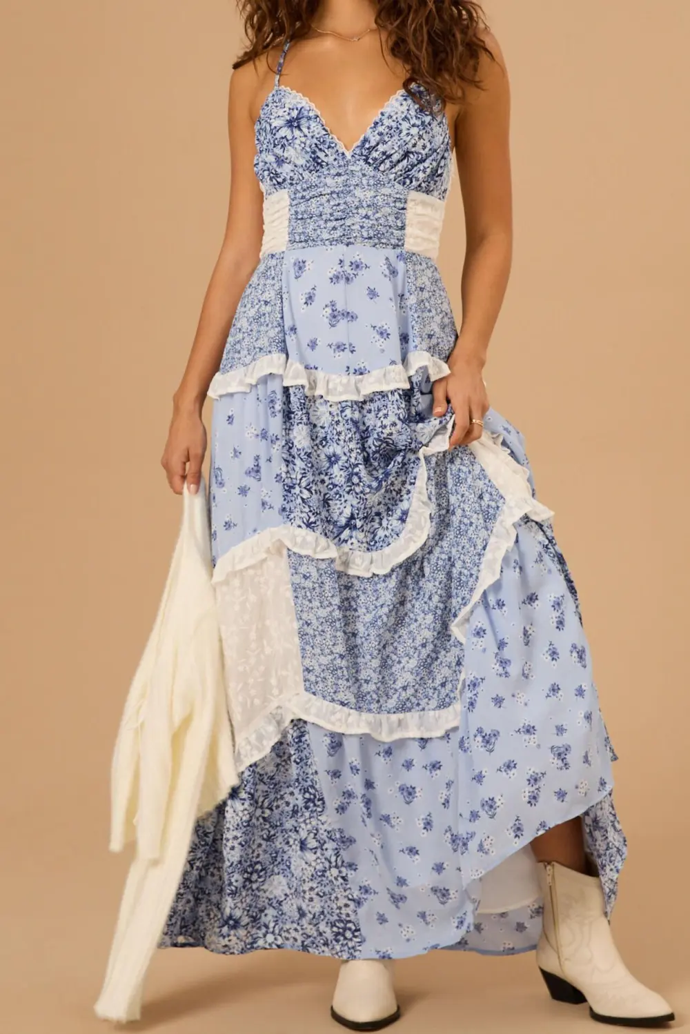 Patchwork Floral Maxi Dress