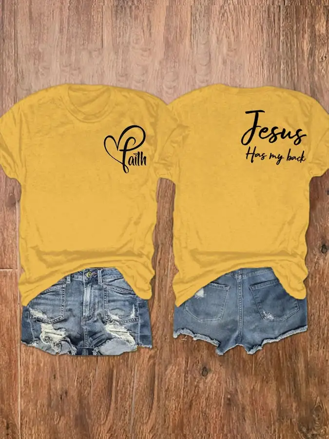 Women's Jesus has my back print short-sleeve T-shirt