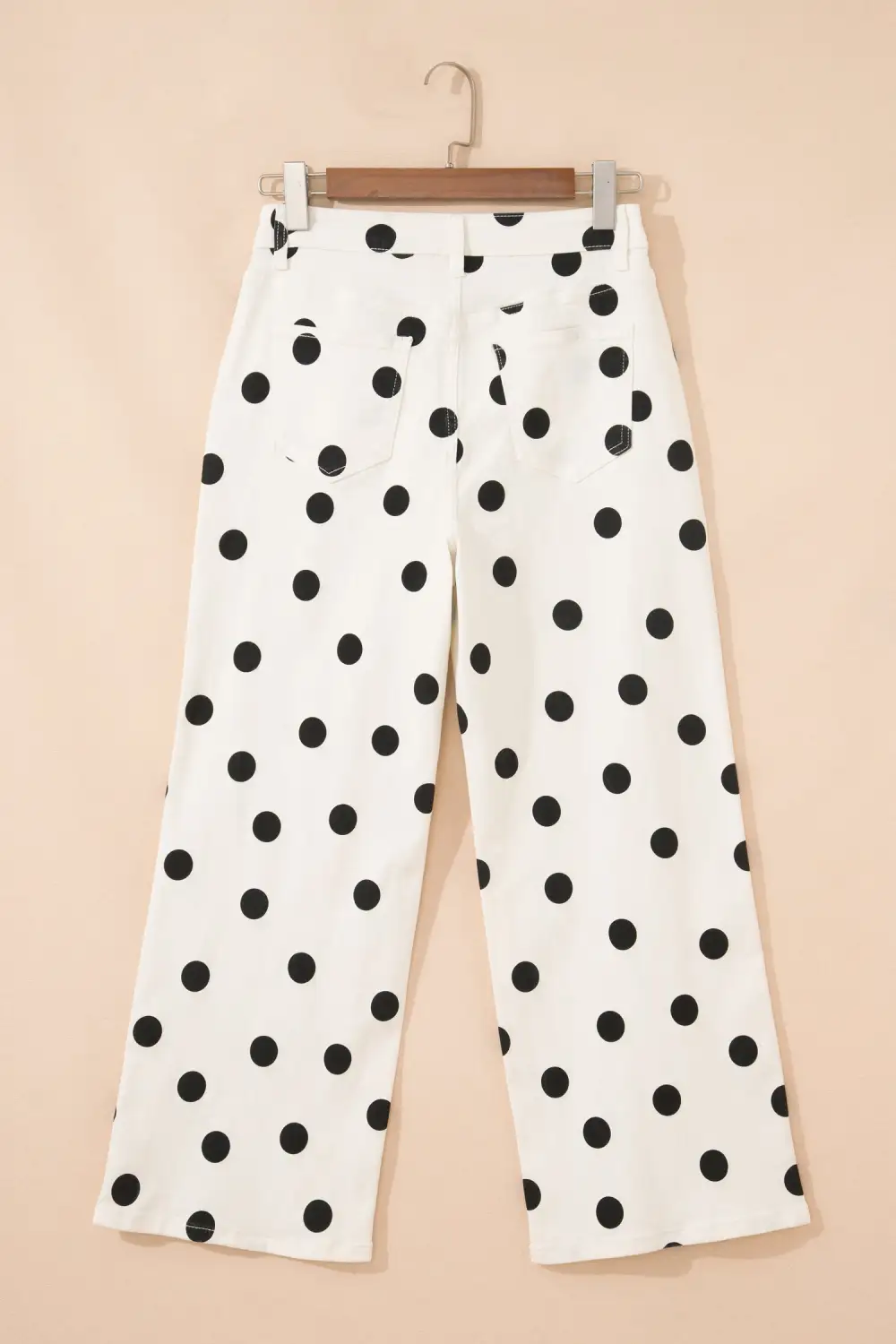 Polka Dot Print Wide Leg Ankle Length Jeans