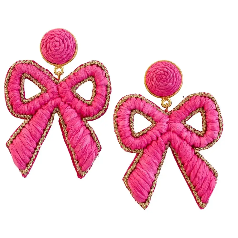 Scalloped Bow Raffia Earrings