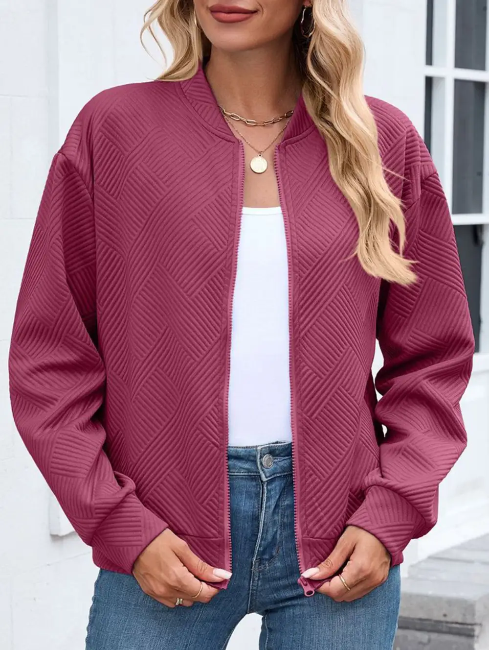 Crew Neck Zipper Loose Long Sleeve Sweatshirt