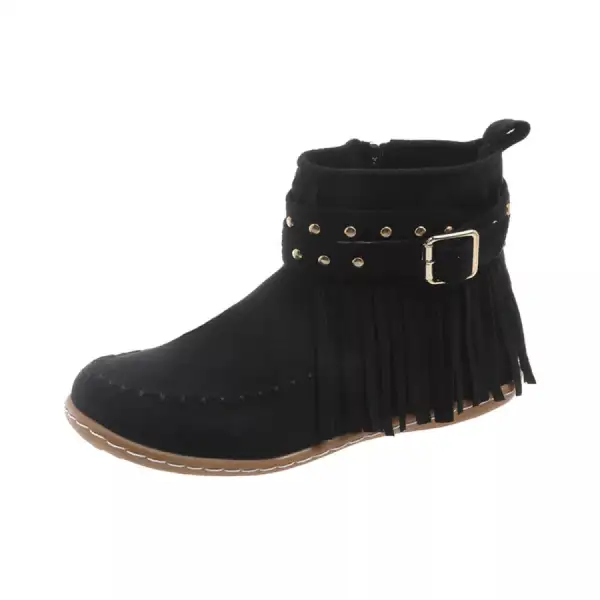 Fringe Round Toe Boots Shoes