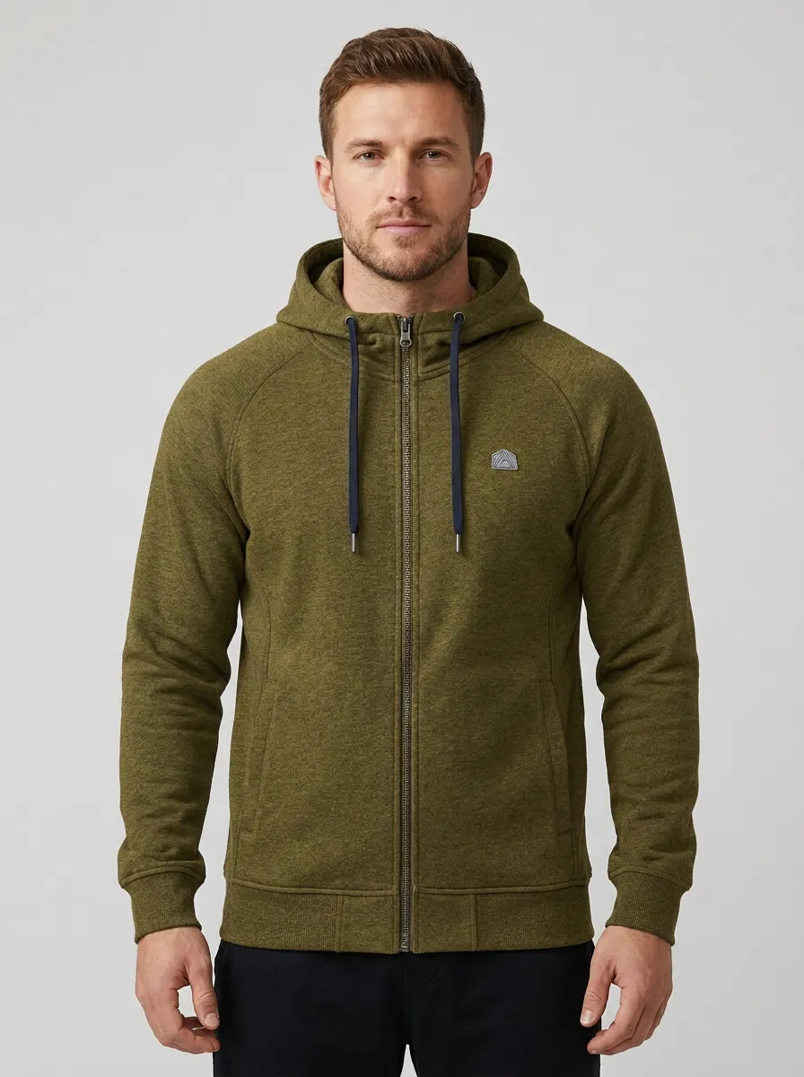 Athletic Zip-Up Hooded Look Men's Sport Jacket