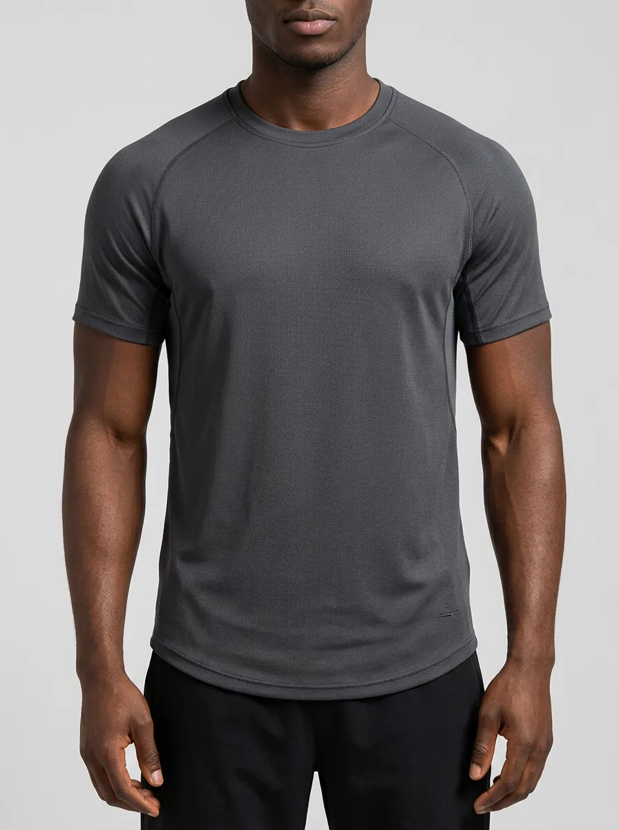 Men's Emblem Athletic Textured Raglan Sport Crewneck T-Shirt