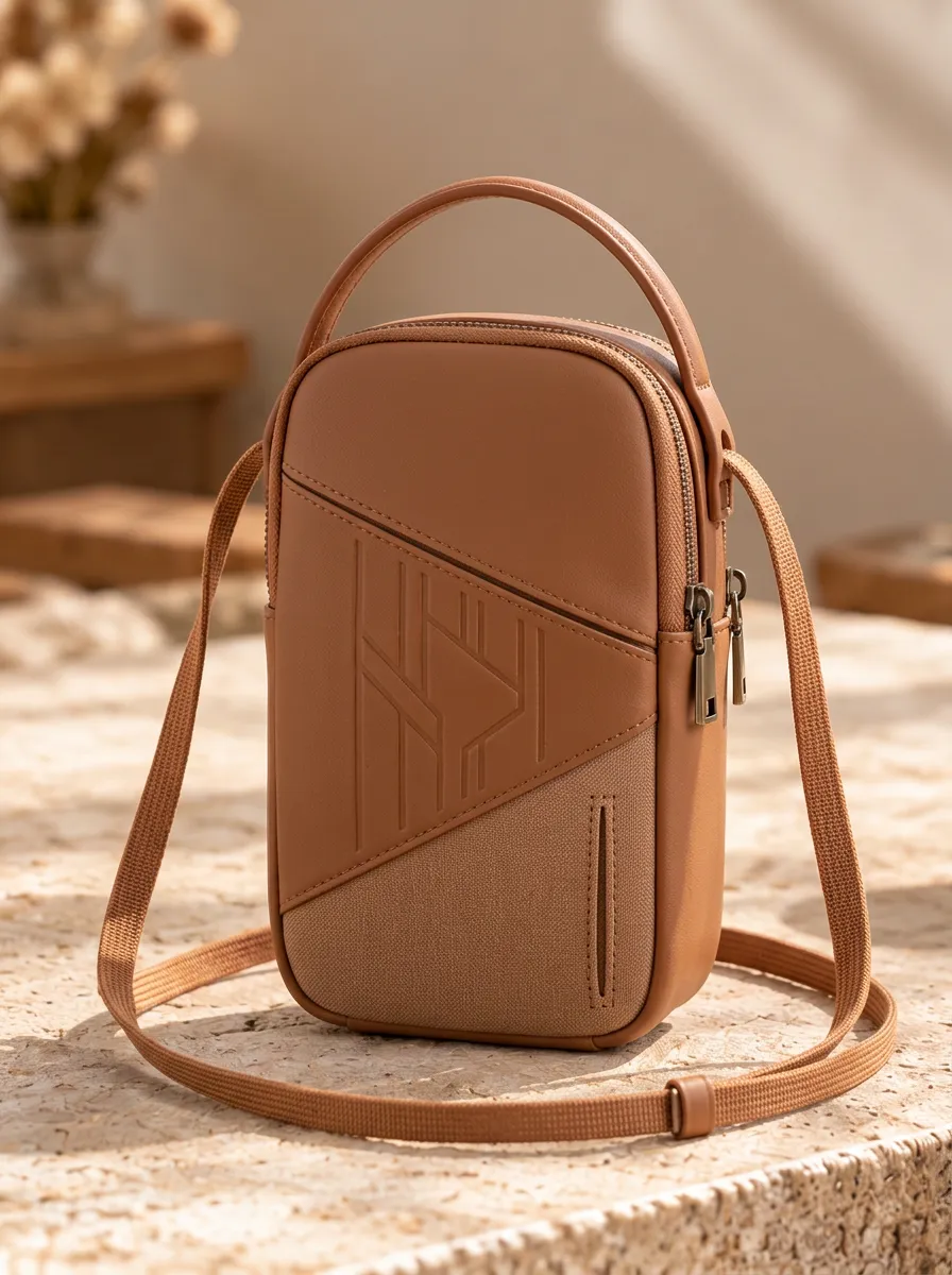 Unisex Geometric Compact Crossbody Phone Pouch