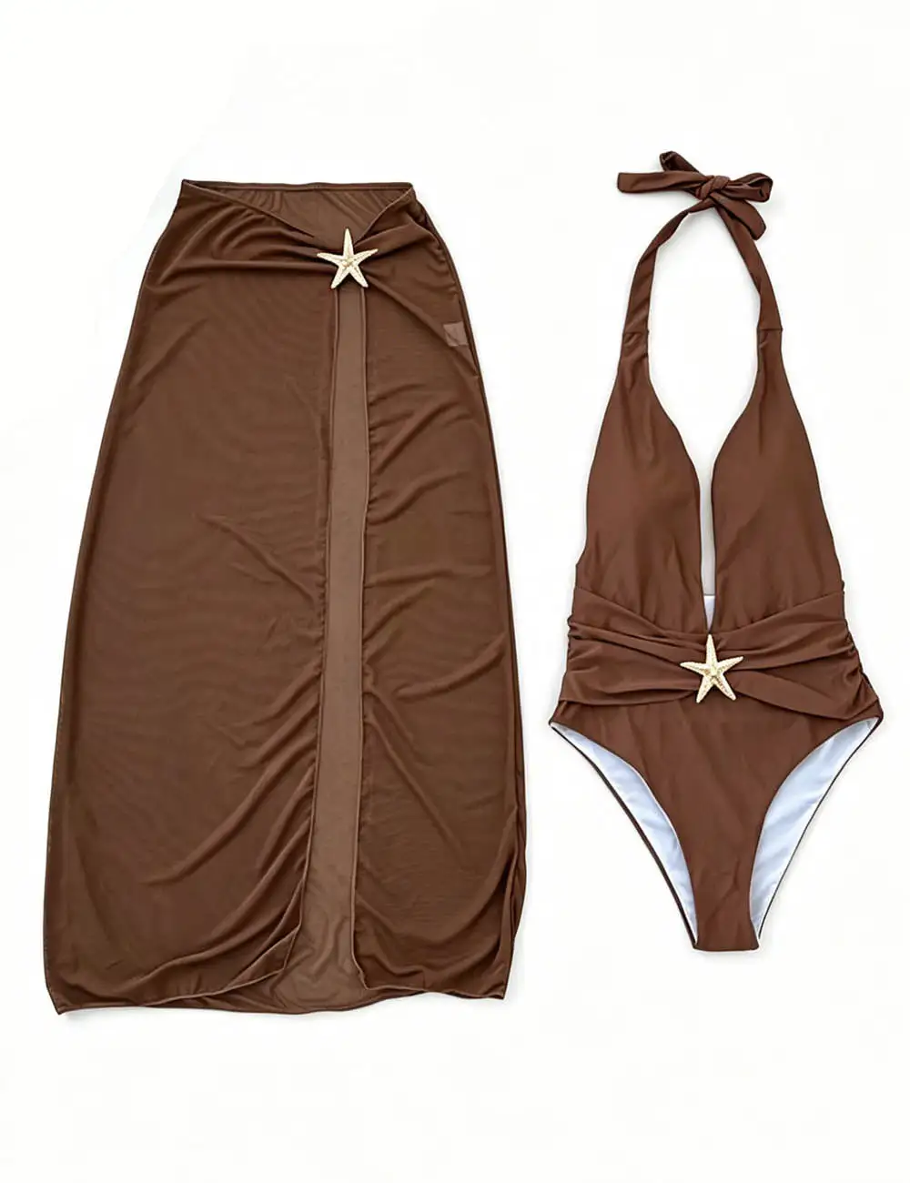 Starfish Detail Deep V Neck One Piece with Salong