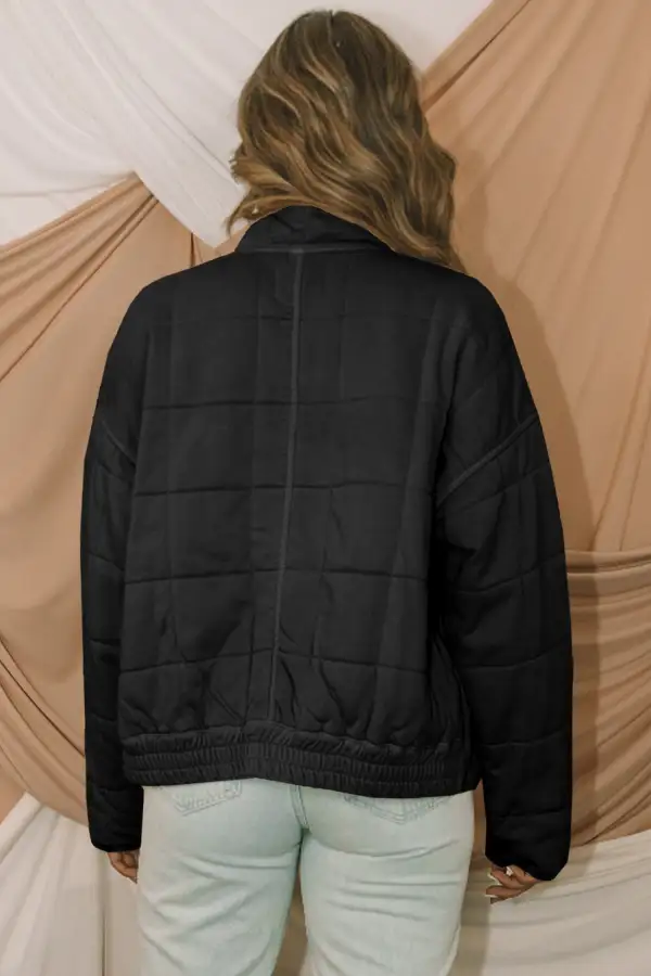 Quilted Pocket Zip Front Jacket