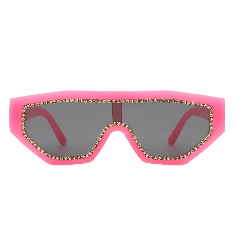 Glossy Square Geometric Frame Sunglasses