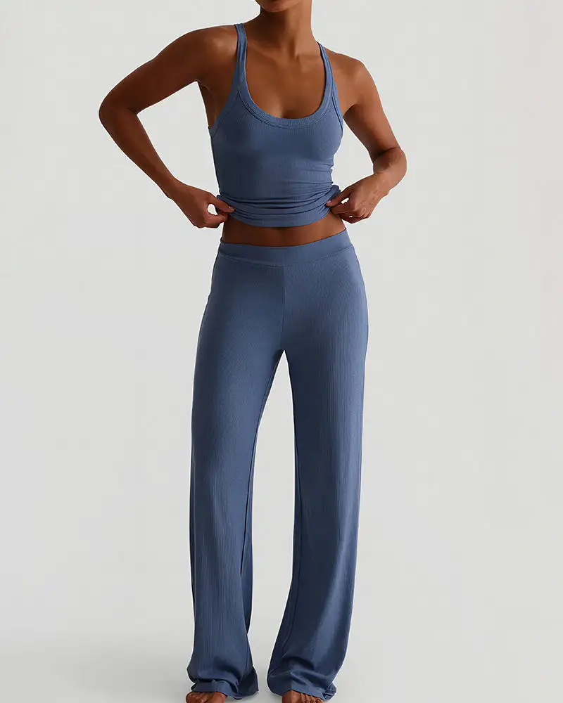 Racerback Tank and Wide-Leg Pants Lounge Set
