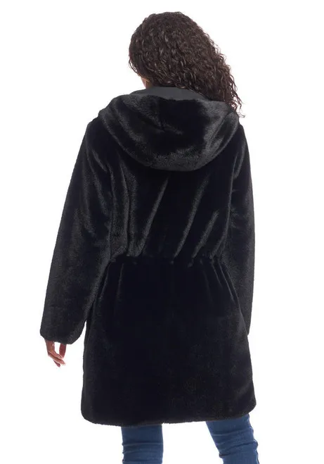Black Faux Fur Ready or Not Reversible Storm Coat