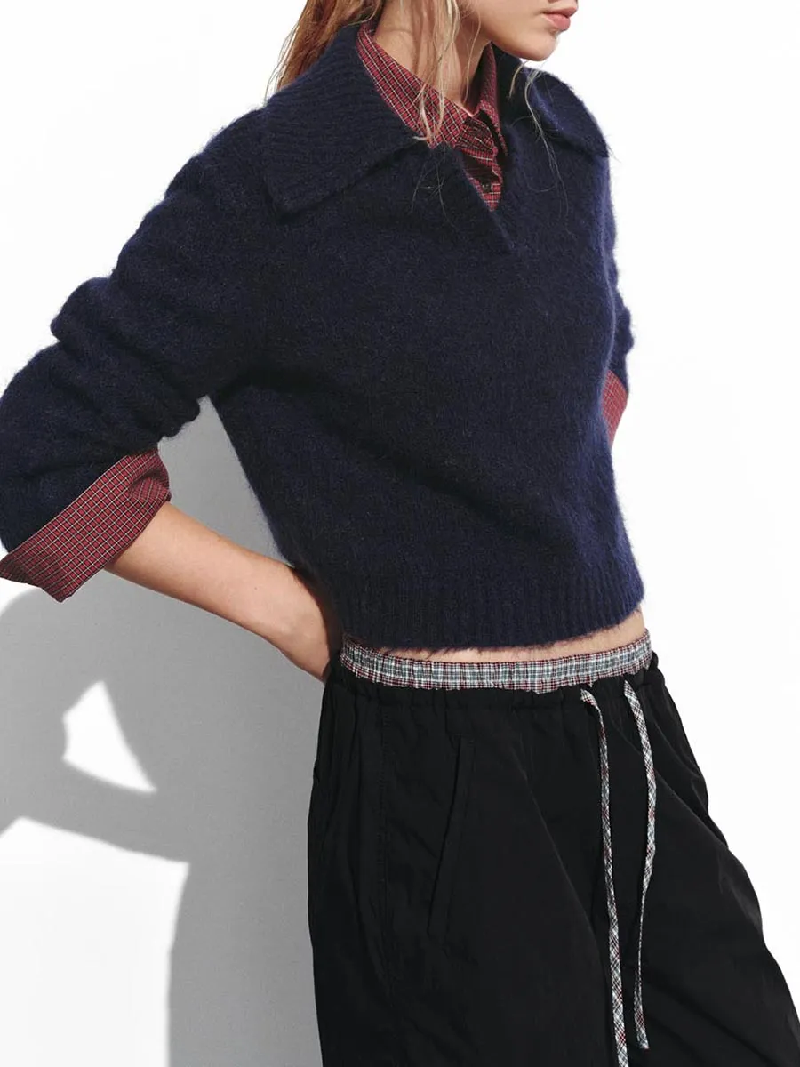 A Solid V-Neck Casual Sweater For Ladies