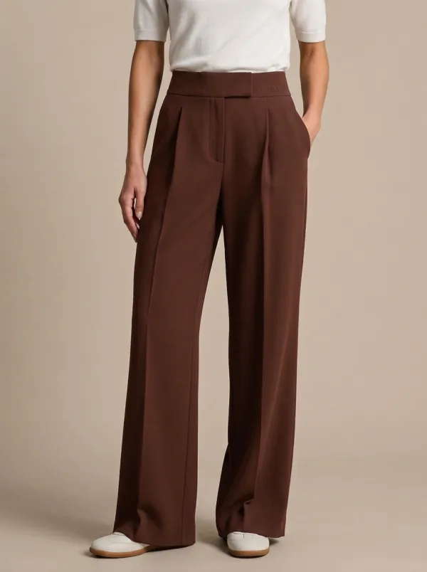 Clean-Line Wide-Leg Pleated Women's Wide-Leg Pants