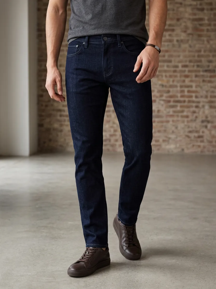 Men's Slim Fit Dark Wash Denim Jeans
