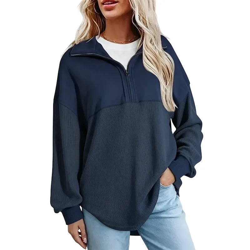 🔥Last Day💥Women's Half-Zip Waffle Knit Sweater🔥8-Pack Only $24