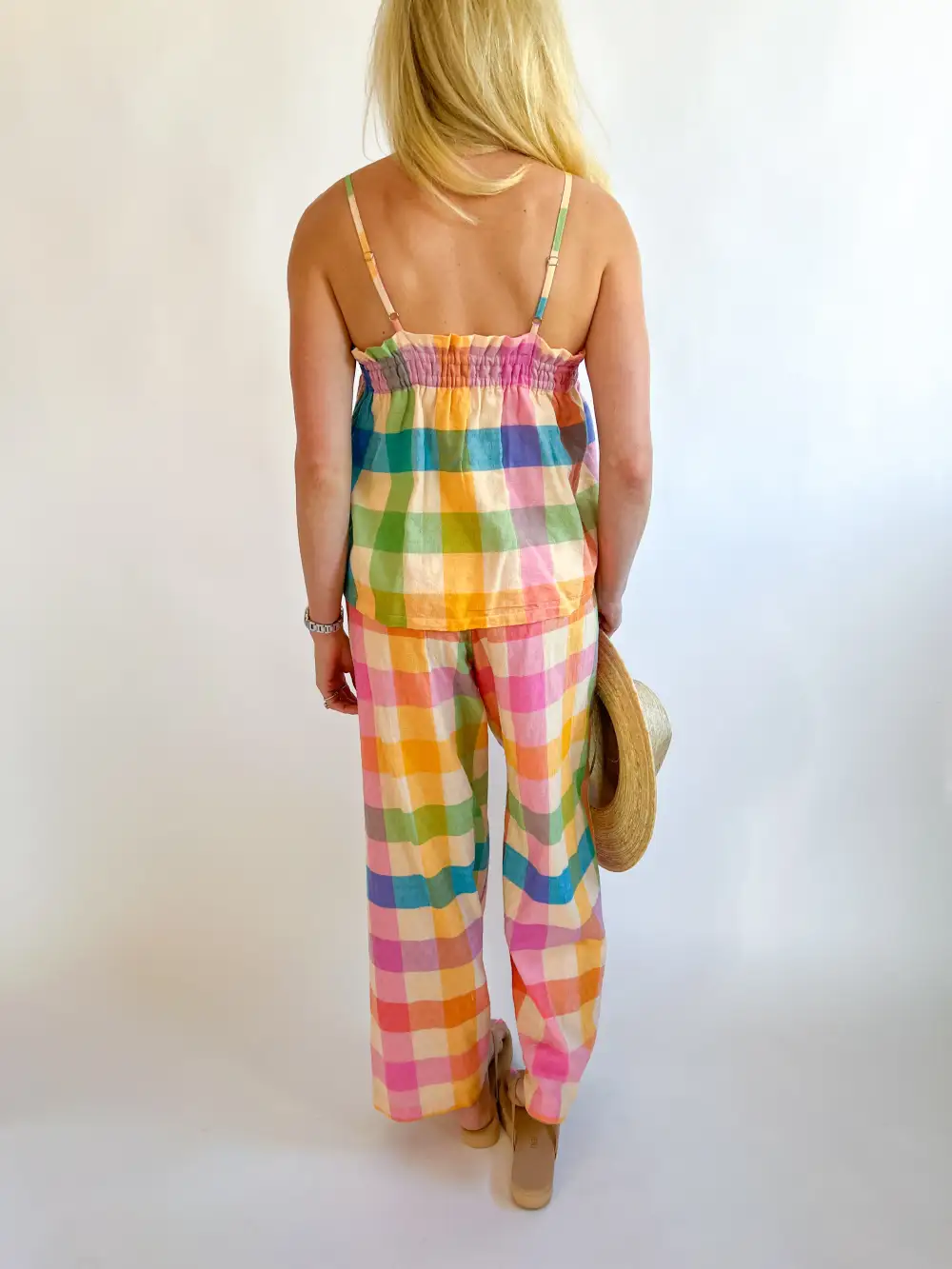 Printed Plaid Pants