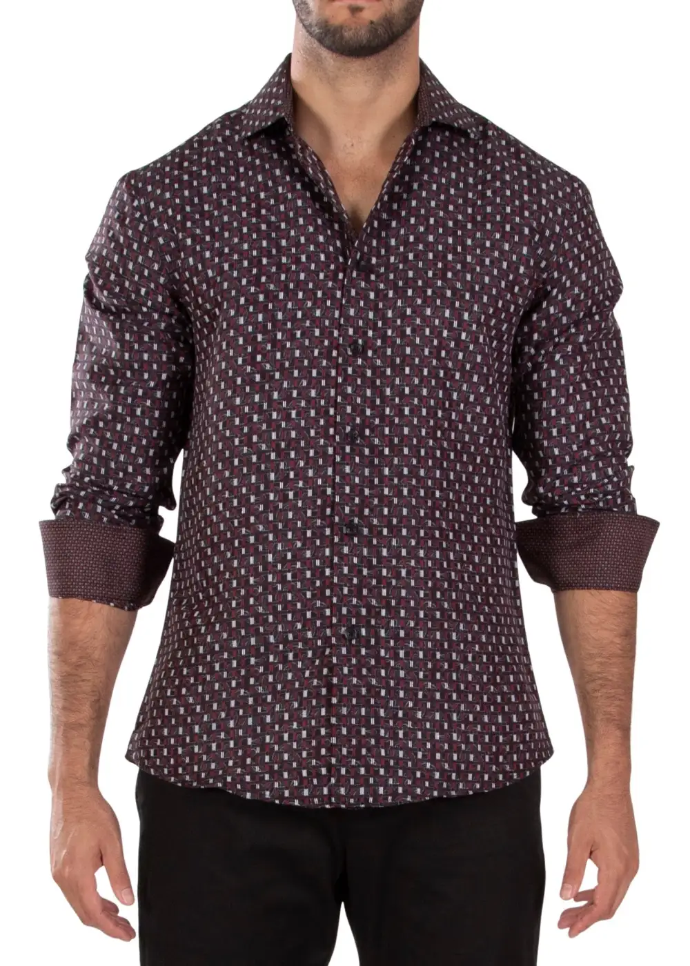 Woven Texture Long Sleeve Button Shirt
