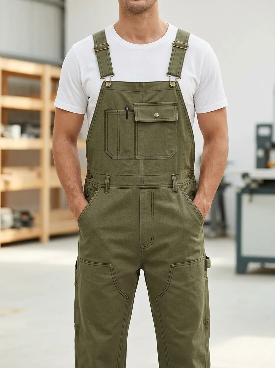 Men's Active Multi-Pocket Bib Work Overalls