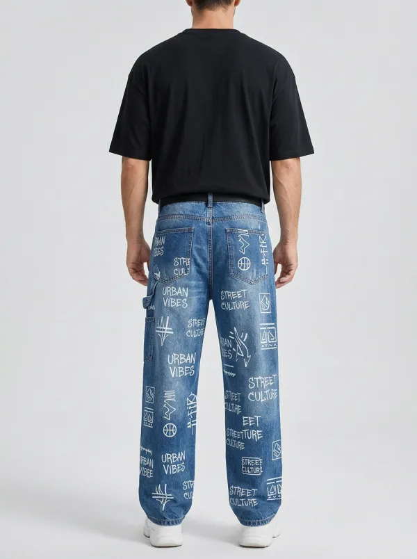 Men's City Inspired Streetwear Graffiti Jeans