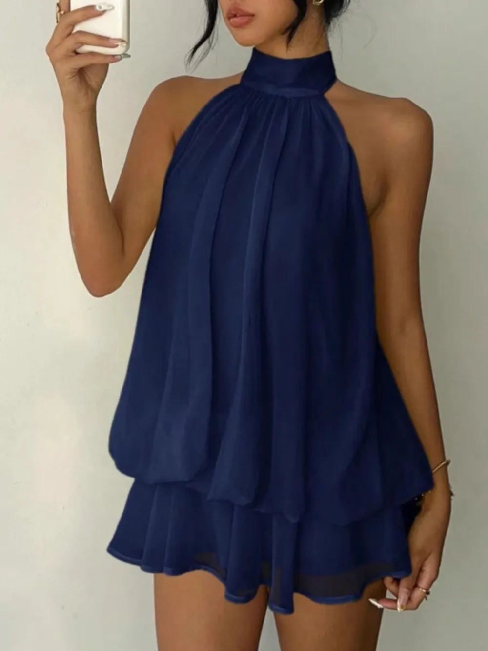 Tiered Halter Mini Dress