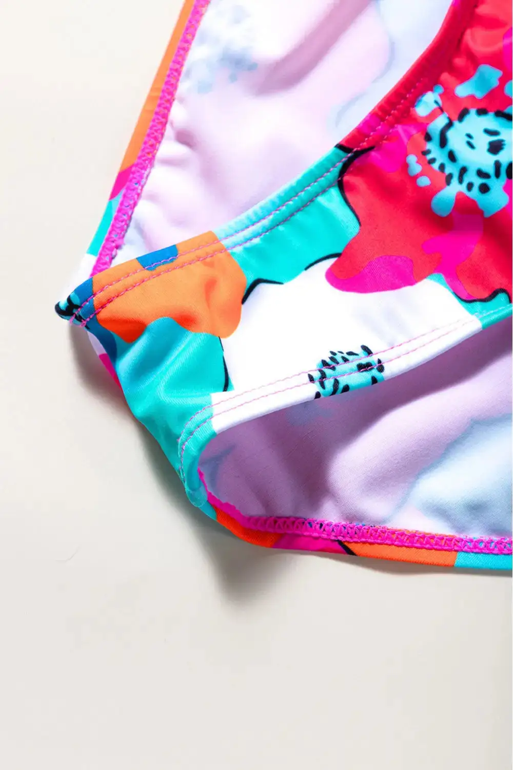 Floral Print High Bikini Bottom Swim Set