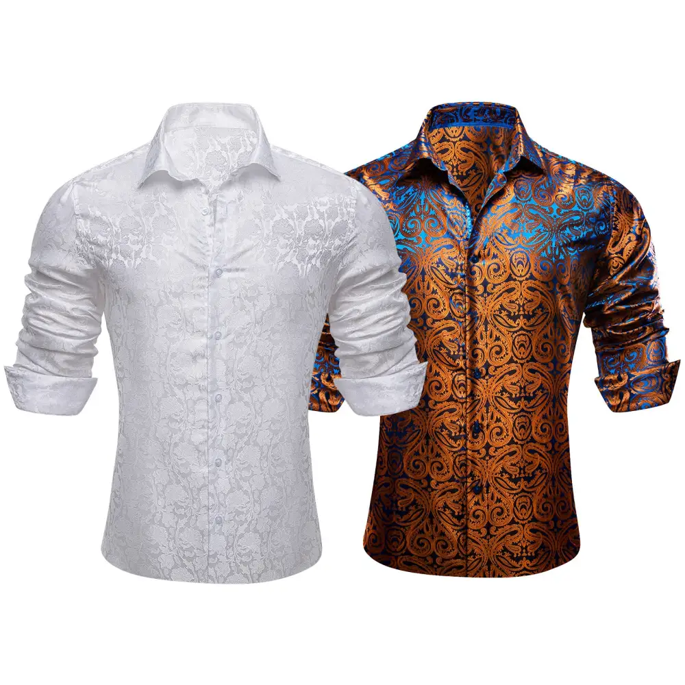 Polished Paisley Long Sleeve Silk Dress Shirt