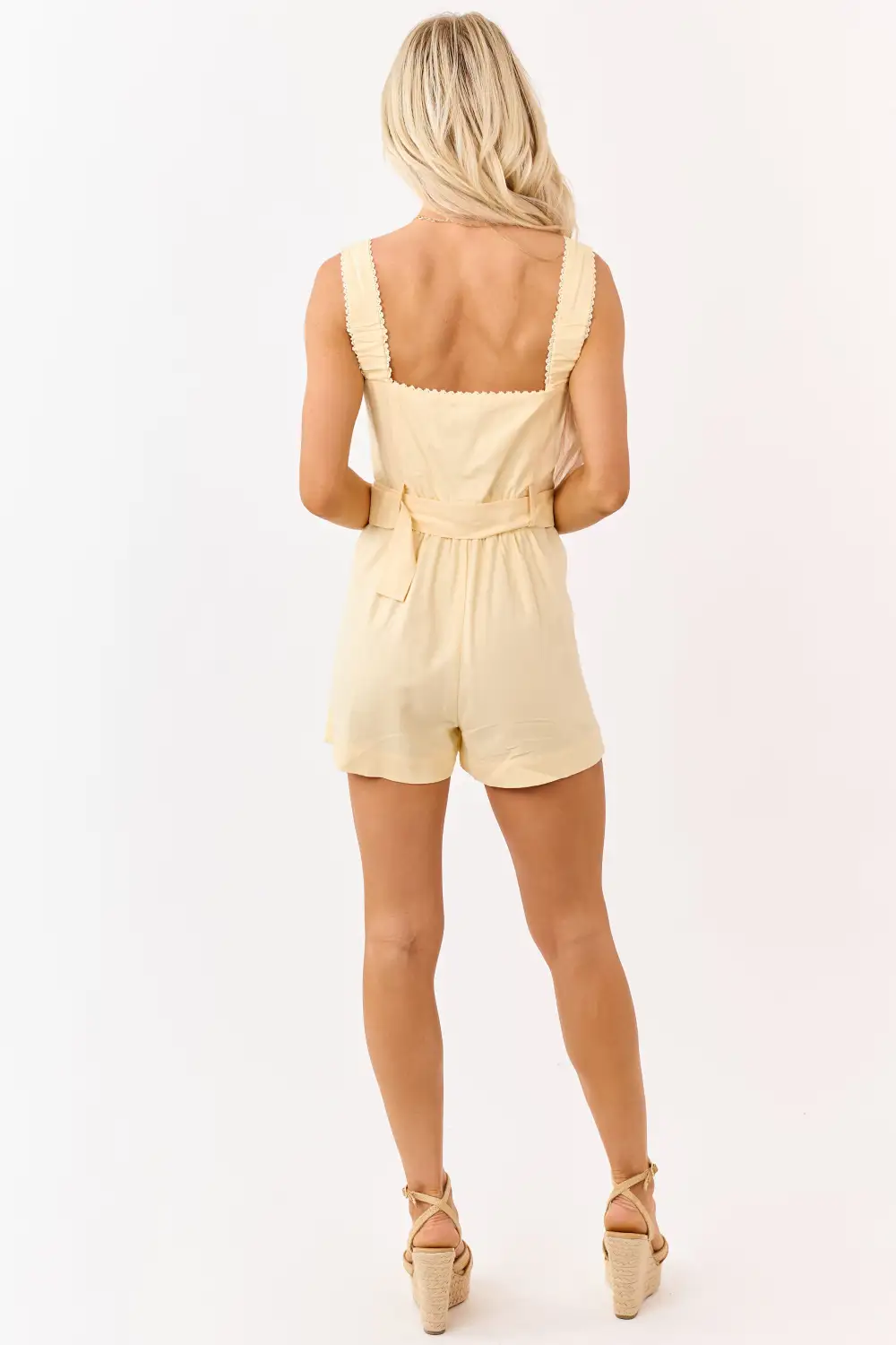 Buttercream Linen Blend Belted Button Up
