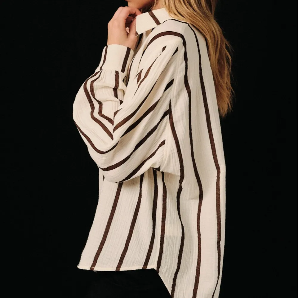 Dolman Stripe Button Front Top