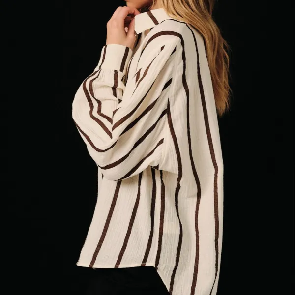 Dolman Stripe Button Front Top