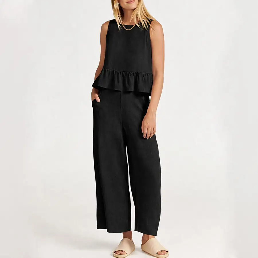 Women's Wide Leg Pants And Sleeveless Top Set