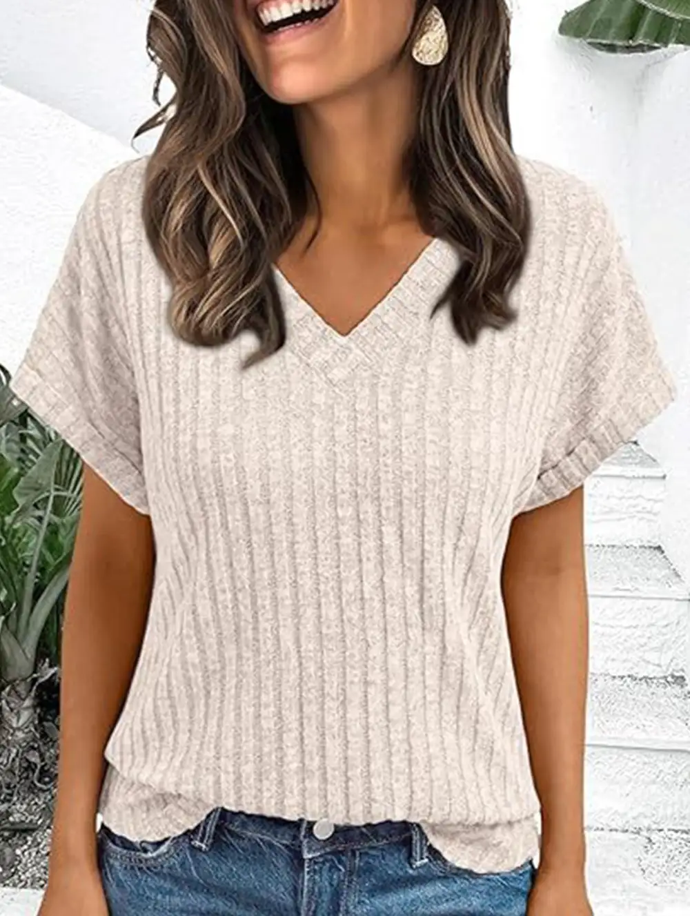 Draped V Neck Tee