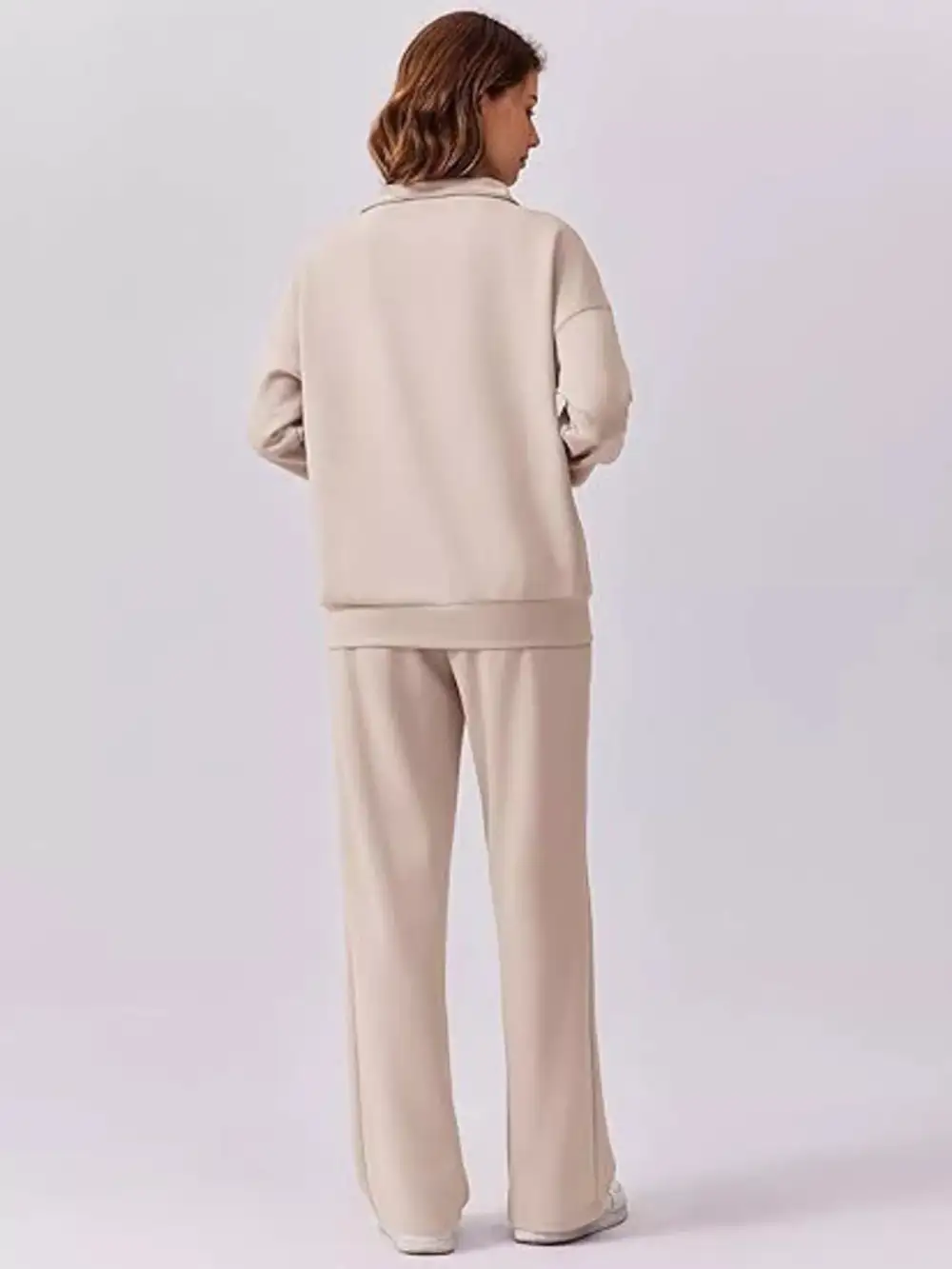 Relaxed Fit Quarter Zip Top and Pants Set