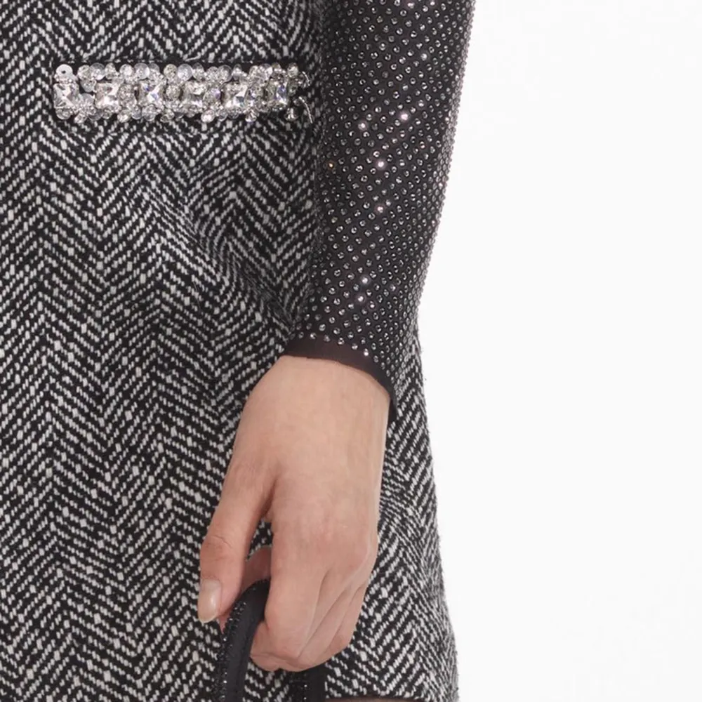 Black Rhinestone Mesh Top