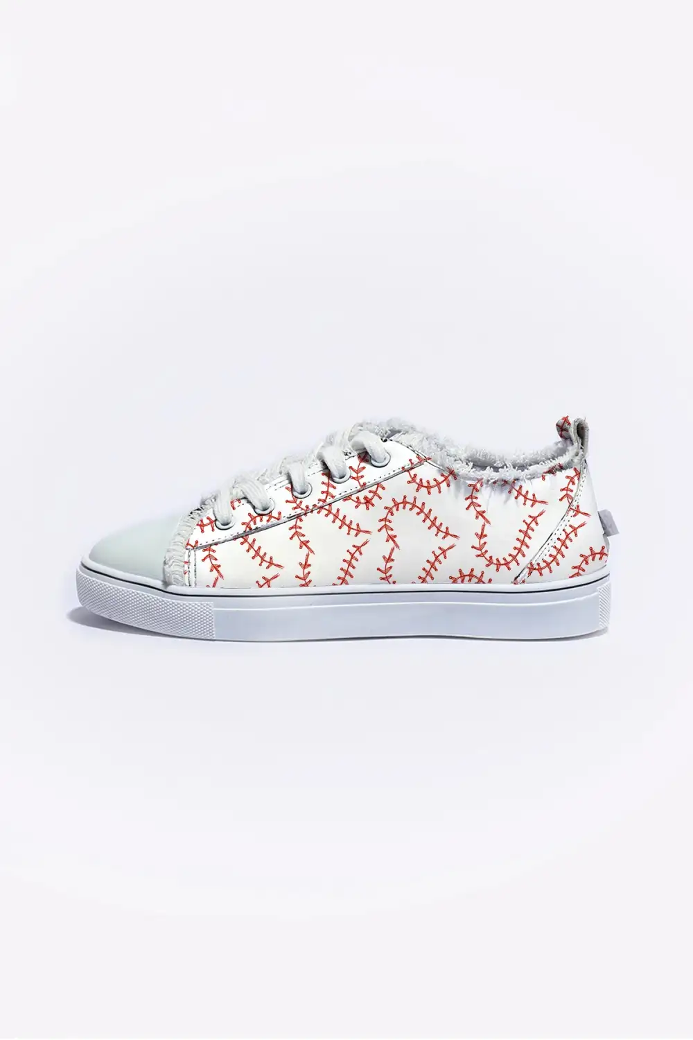 Baseball Stitch Frayed Canvas Sneakers