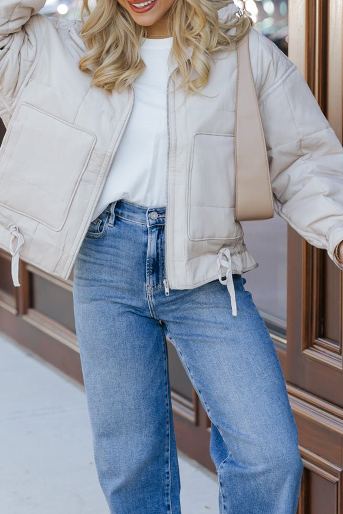 Beige Simple Down Jacket
