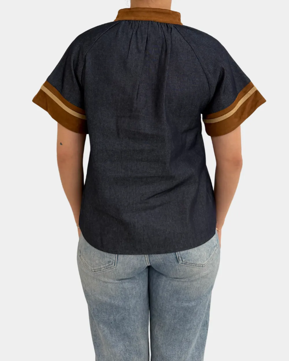 Suede Contrast Top