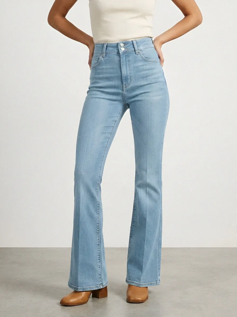 Polished High-Waist Stretch Women's High-Waist Stretch Flare Jeans