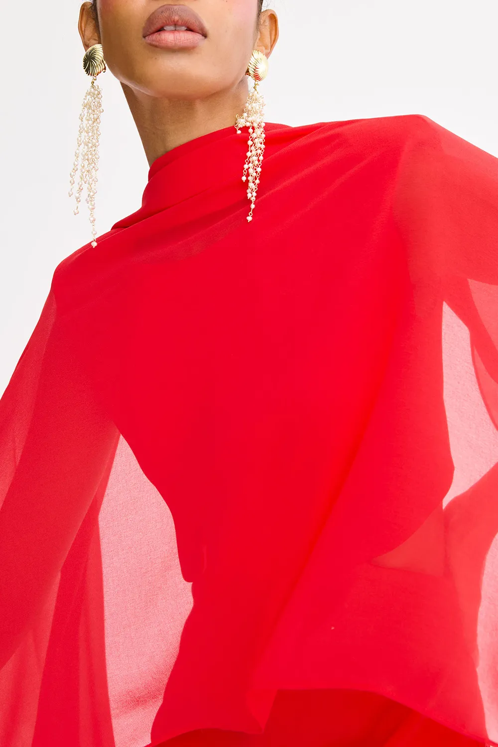 Red Solid Color Shawl