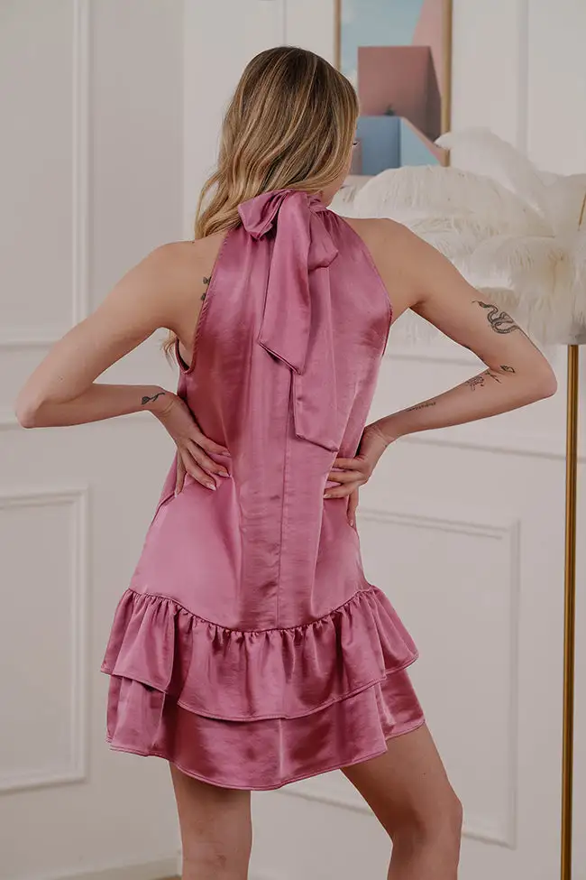 Summit Mini Tiered Satin Dress